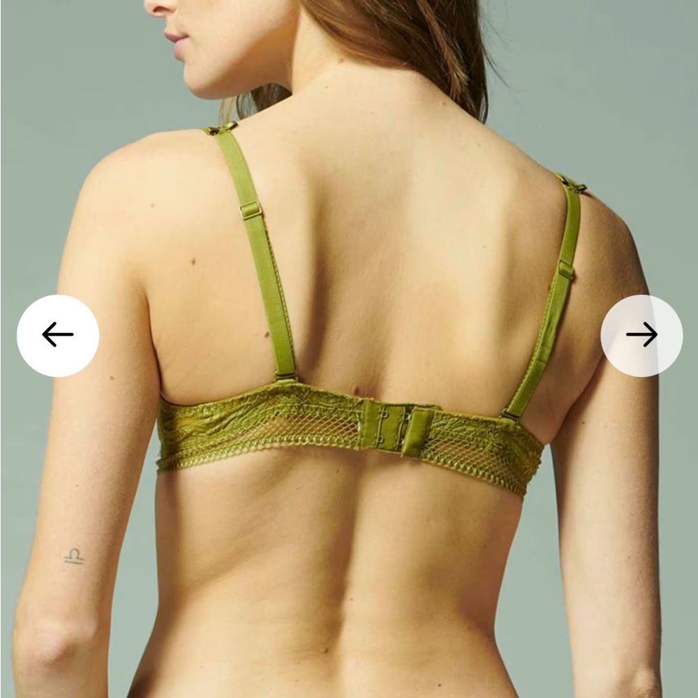 Simone Perele Vertige Green Half Cup Lace Bra Bustier Dainty Lingerie Sexy 34D - Picture 6 of 12